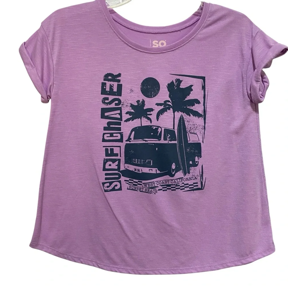 SO Kids Matching Set Jeans T-Shirt Knit Top Purple and Blue Size 14